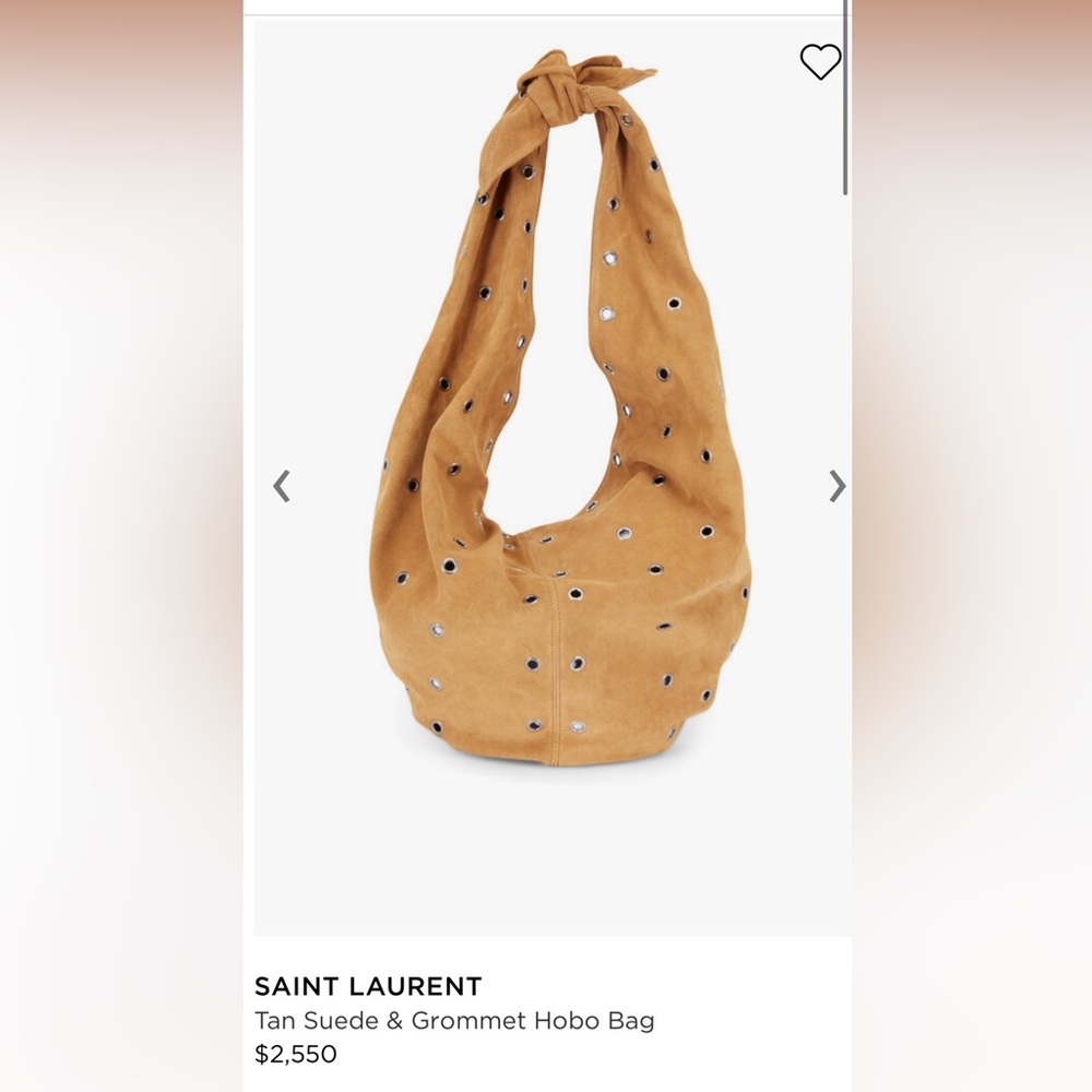 YSL RARE Beige suede hobo with silver grommets